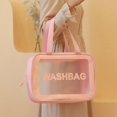 thumbnail image 4 of Bolsa de cosméticos húmeda y seca de gran capacidad de doble capa de PU, bolsa de aseo impermeable gruesa, bolsa de almacenamiento de viaje, rosa, 4 of 4