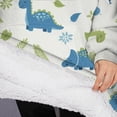 thumbnail image 3 of Oversized Wearable Blanket Hoodie,LightBeige Cartoon Dinosaurs Plants Pattern Sherpa Blanket Hoodie with Super Pockets,Super Warm Fuzzy Pullover for Women & Men, 3 of 6