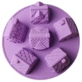 thumbnail image 1 of 6 Cavity Silicone Mold Non-stick Easy Demold 3D House Shape Mold Dessert Brownie Cake Biscuit Chocolate Candy Jelly Baking Pan Mould, 1 of 7