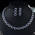 thumbnail image 6 of Chic Green Blue CZ Round Long Leaf Earrings Wedding Necklace Jewelry Bridal Set, 6 of 9