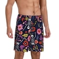 thumbnail image 2 of Fotbe Dancing Skeletons Floral Garden Pantalones Cortos de Pijama para Hombre, Ropa de Dormir, Pantalones de Pijama Cortos para Hombre-Large, 2 of 6