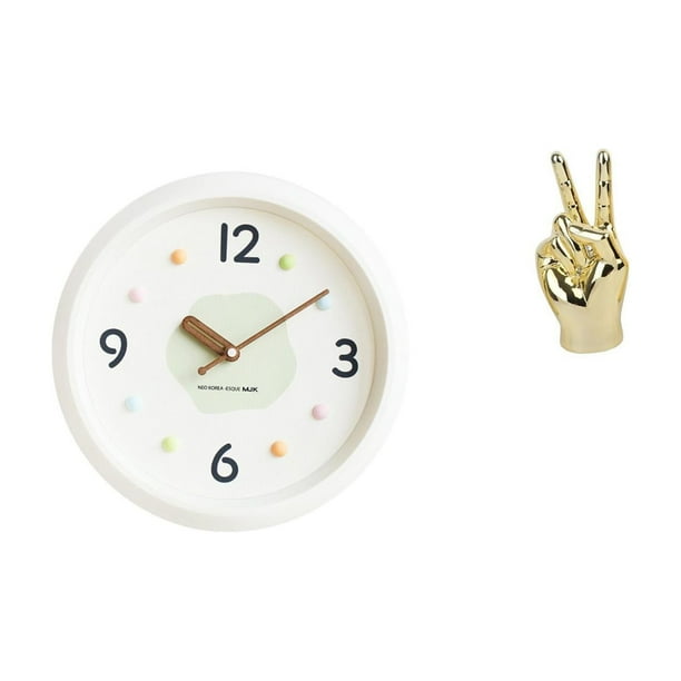 Escultura De Reloj De Pared Moderno, Decoración Creativa Para El Hogar, La Oficina, El Estudio, La Sala De Estar, Con Números Grandes Y Diseño De Gestos De Dedos Para El Estante Del Gabinete.