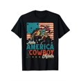 thumbnail image 1 of Breathable and comfortable| Youth 'Make America Cowboy Again' Pattern T-Shirt- Soft, Breathable Cotton, Short Sleeve, Crew Neck- Patriotic Western Theme for Boys and Girls- Ideal Choice for 4th of Ju, 1 of 7