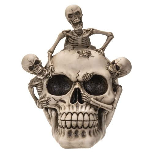 Pacific Giftware Skull with 3 Skeletons Figurine, 6.97-Inch Height