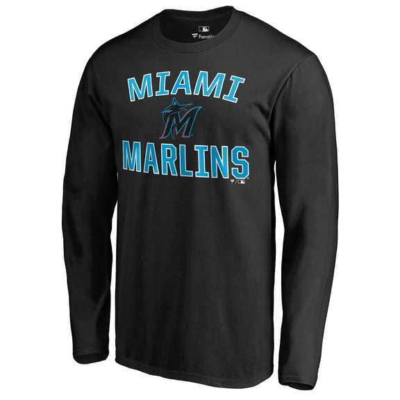 Men's Black Miami Marlins Victory Arch Long Sleeve T-Shirt