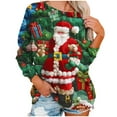 thumbnail image 5 of Fartey Plus Size Womens Ugly Christmas Sweatshirt Funny Cute Xmas Tree Santa Print Shirts Dressy Casual Long Sleeve Crew Neck Pullover Tops Loose Comfy Holiday Blouses, 5 of 7
