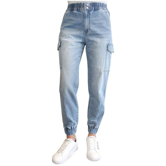 MADDEN GIRL Jeans Cargo Jogger Fit pour Femmes, Bleu, Juniors, Petit
