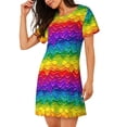 thumbnail image 2 of Pofeuu Bright Rainbow Print Women's Loose Fit Short Sleeve Nightgown, Comfortable Sleep Dress for Women, Casual Lounge Sleepwear, Soft Cotton Sleep Dress, 2 of 6
