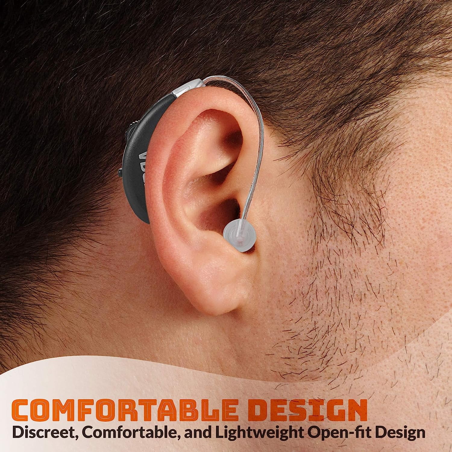 MEDca Mini Digital Behind the Ear Hearing Amplifier, Black, 1 Pack