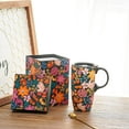 thumbnail image 3 of Topadorn Ceramic Mugs Porcelain Latte Tea Cup Coffee Mug with Gift Box,17oz. Flowers, 3 of 9