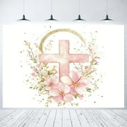 God Bless Backdrop Baptism Party Decorations Supplies for Girl First Holy Communion Christening Banner Flowers Baby Christening Background Photoshoot Boy Newborn Banner