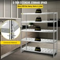 thumbnail image 3 of VEVOR Storage Shelf, 5-Tier Storage Shelving Unit, Stainless Steel Garage Shelf, 59.1 x 17.7 x 70.9 inch Heavy Duty Storage Shelving, 661 Lbs Total Capacity with Adjustable Height and Vent Holes, 3 of 9