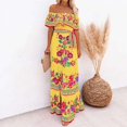 thumbnail image 2 of Bibifish Womens Dresses Ethnic Style Off Shoulder Red Floral Printed Long Maxi Dresses Breathable Flowy Swing Dresses Elegant Travel Outfits, 2 of 8