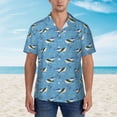 thumbnail image 2 of Pofeuu Dolphin Lovers Print Hawaiian Shirt for Men Sleeves Casual Button Down Summer Beach Dress Shirts T-Shirts,Large, 2 of 7