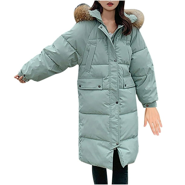 Trench Coats for Women Long with Hood Extreme Cold Weather Outwear Furry Heavy Shaggy Light Down