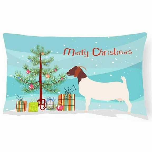 Carolines Treasures BB9253PW1216 Boer Goat Christmas Canvas Fabric Decorative Pillow, Teal, 12H x16W, multicolor