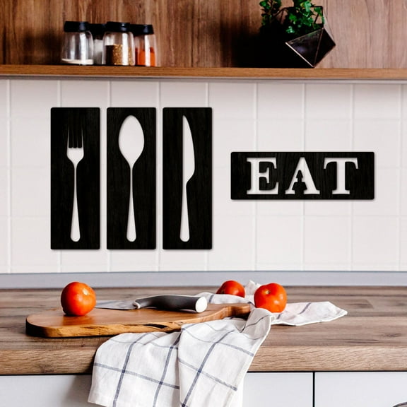 HOMEMAXS 1 Set of  Eat Sign Wooden Tableware Wall Decor Rustic Cutout Eat Kitchen Decor for Dining Room
