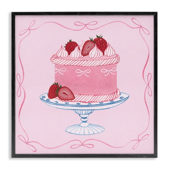 Stupell Industries Pink Strawberry Cake Black Framed Giclee Art, design by Grace Popp