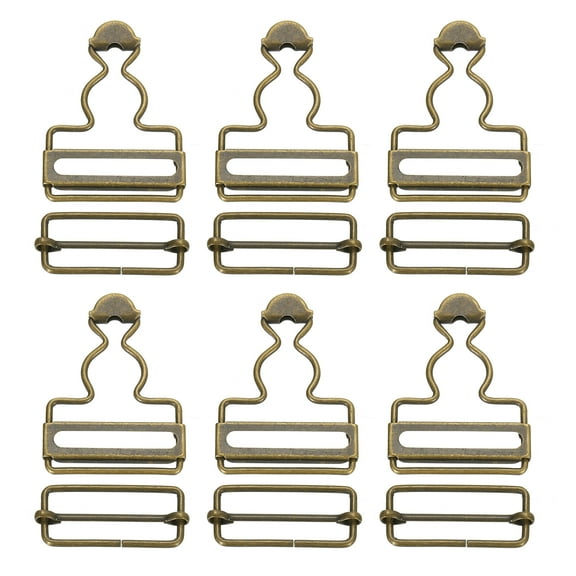 Uxcell Overall Buckles, 6 Sets Metal Suspender Replacement Buckles 35mm, Bronze