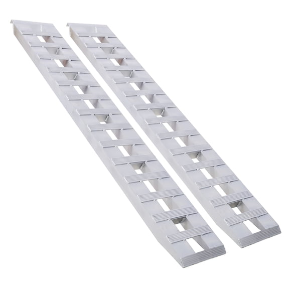 Heavy-Duty Ramps with Top Hook Attaching End, Universal Loading Ramp for Motorcycle, Tractor, ATV/UT 84" X 14" 6600 LBS 1 Pair 2 Ramps Silver Aluminum