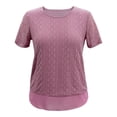 thumbnail image 1 of Blusa George para Mujer Tejida con Mesh en Ruedo, Manga Corta Rosa Talla M, 1 of 4