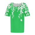 thumbnail image 3 of Camisetas de Cuello Redondo Impreso Gradiente de las Mujeres, Manga Corta Casual Top para el Uso Diario, 3 of 7