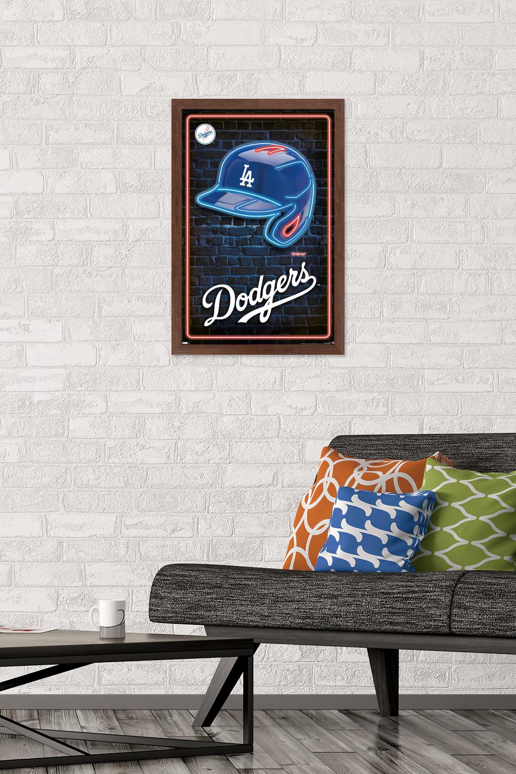 MLB Los Angeles Dodgers - Neon Helmet 23 Wall Poster, 14.725" x 22.375" Framed