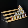 thumbnail image 1 of Organizador de especias en niveles para gabinetes y encimeras, estante de especias de 4 niveles para cocina y despensa, soportes de exhibición de madera y acrílico, almacenamiento de perfumes,, 1 of 8