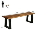 thumbnail image 2 of Gymax Solid Acacia Wood Patio Bench Dining Bench Outdoor W/Rustic Metal Legs, 2 of 10