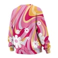 thumbnail image 5 of SCRAWLGOD Hippie Flower Print Pink Womens Round Neck Sweatshirts with Pockets Long Sleeve Trendy Pullover Casual Comfy Drop Shoulder Loose Fit Tops Fall Clothes, XL, 5 of 7