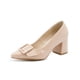 thumbnail image 5 of Zapatilla Elegante Formal Tacon Ancho Evento Social Charol beige 22, 5 of 7