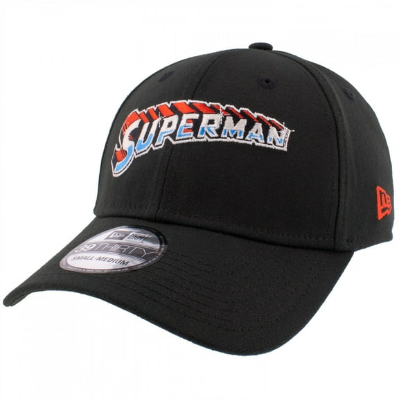 Superman Steel Text Logo New Era 39Thirty Fitted Hat-Medium/Large
