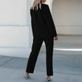 thumbnail image 6 of AINIYS Women Suits 2 Piece Set Business Casual Suit Blazer Jacket and Wide Leg Pant Formal Business Outfits Black L, 6 of 8