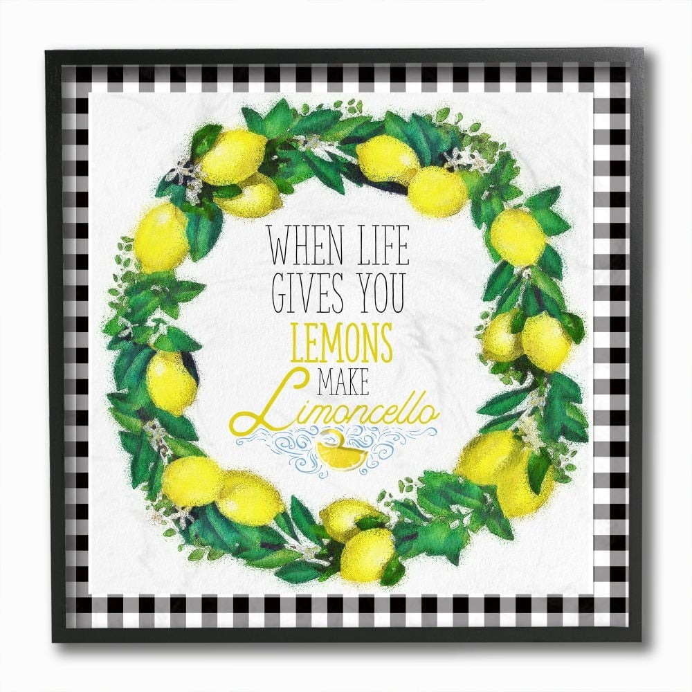 Stupell Industries Make Limoncello Kitchen Humor Plaid Word Design Framed Wall Art by The Saturday Evening Post, 12" x 12", Black Framed
