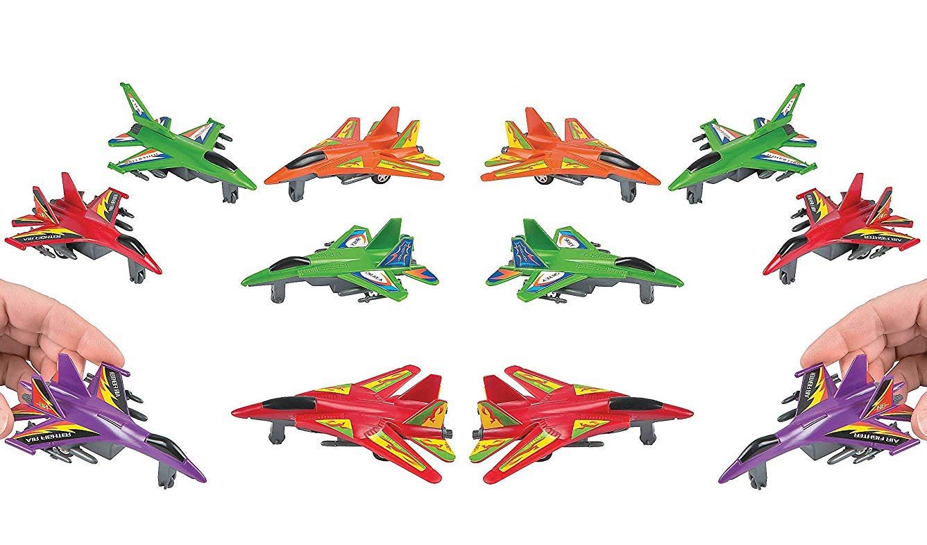 Plastic Pullback Jet Fighters Pack Of 12 4.25 Inches Assorted