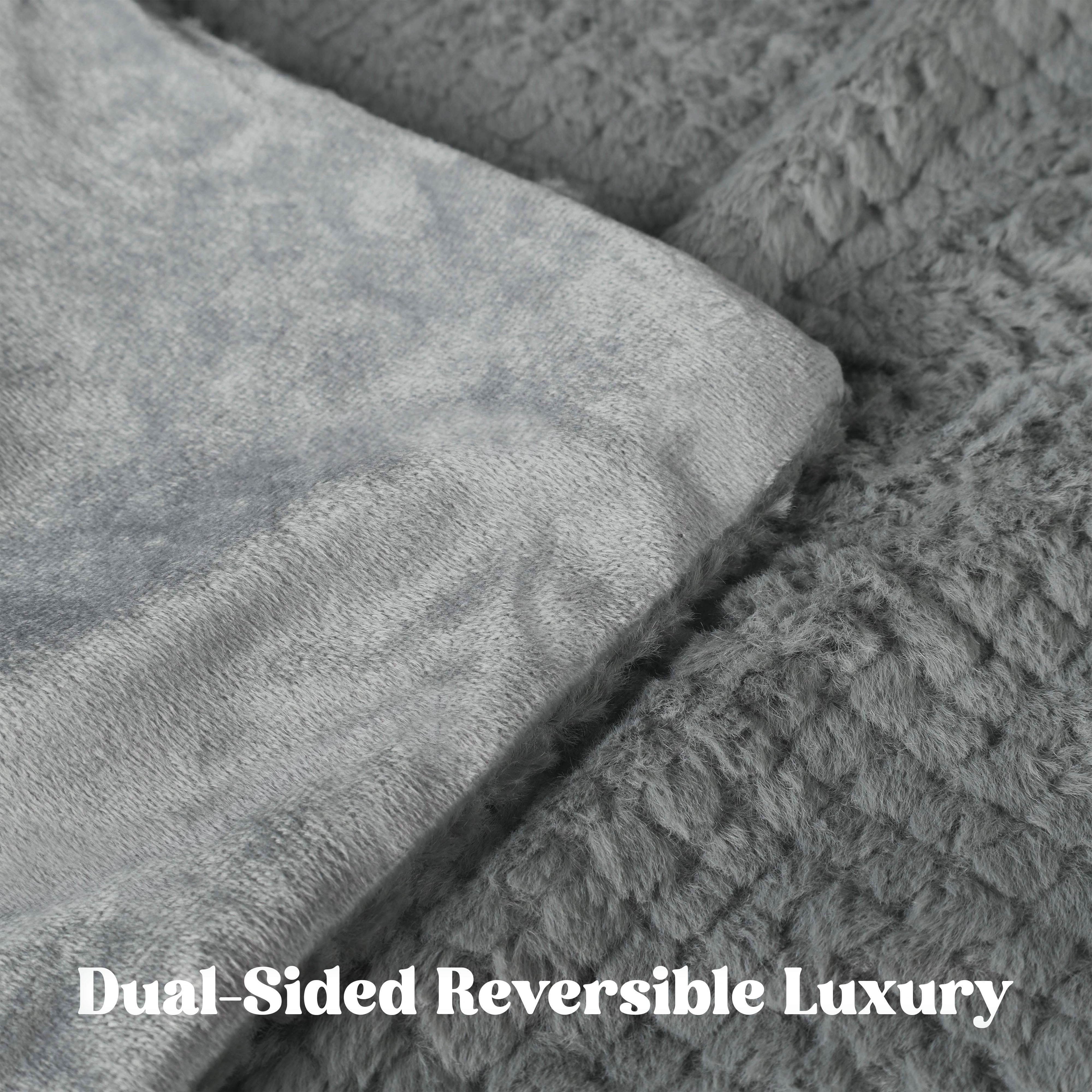 Superior Victoria Ultra-Soft Fluffy Fleece Blanket, King Size, Grey