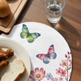 thumbnail image 3 of Pink Flowers Round 13 Inch Placemats Set of 4, Spring Floral Butterfly Elegant Pastoral HeatResistant Non Slip Place Mats for Dining Table, Wipeable Braided Kitchen Table Mats for Housewarming, 3 of 9