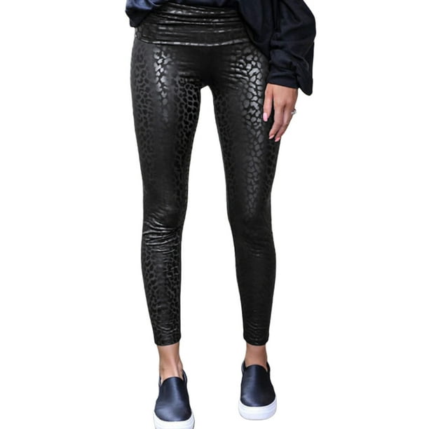 Black shiny leggins sales