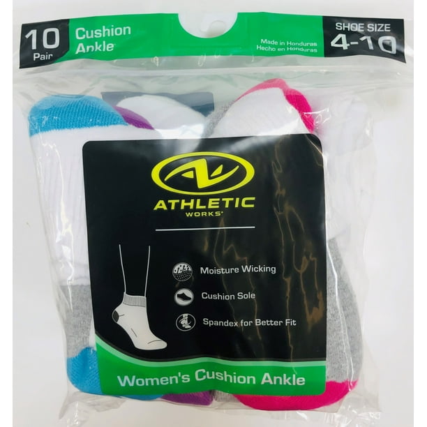 Athletic Works Athletic Works Women's Half Cushion Ankle Socks, 10