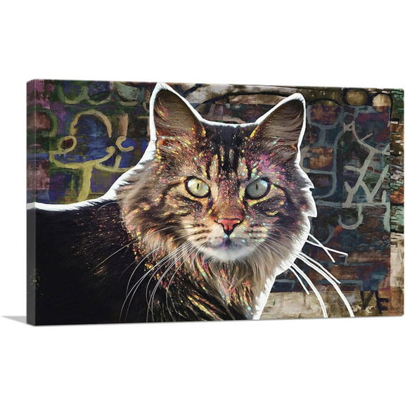 ARTCANVAS Maine Coon Cat Breed Alley Canvas Art Print - Size: 18" x 12" (0.75" Deep)