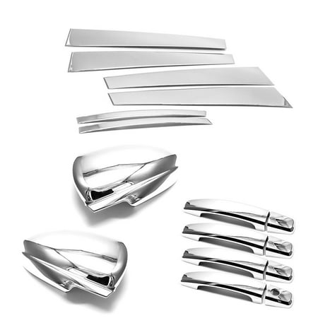 Polar Cover - Polished Stainless Steel Pillar Posts+4DR Handle Covers+Door Mirror Covers For 2009-2016 Chevrolet Cruze
