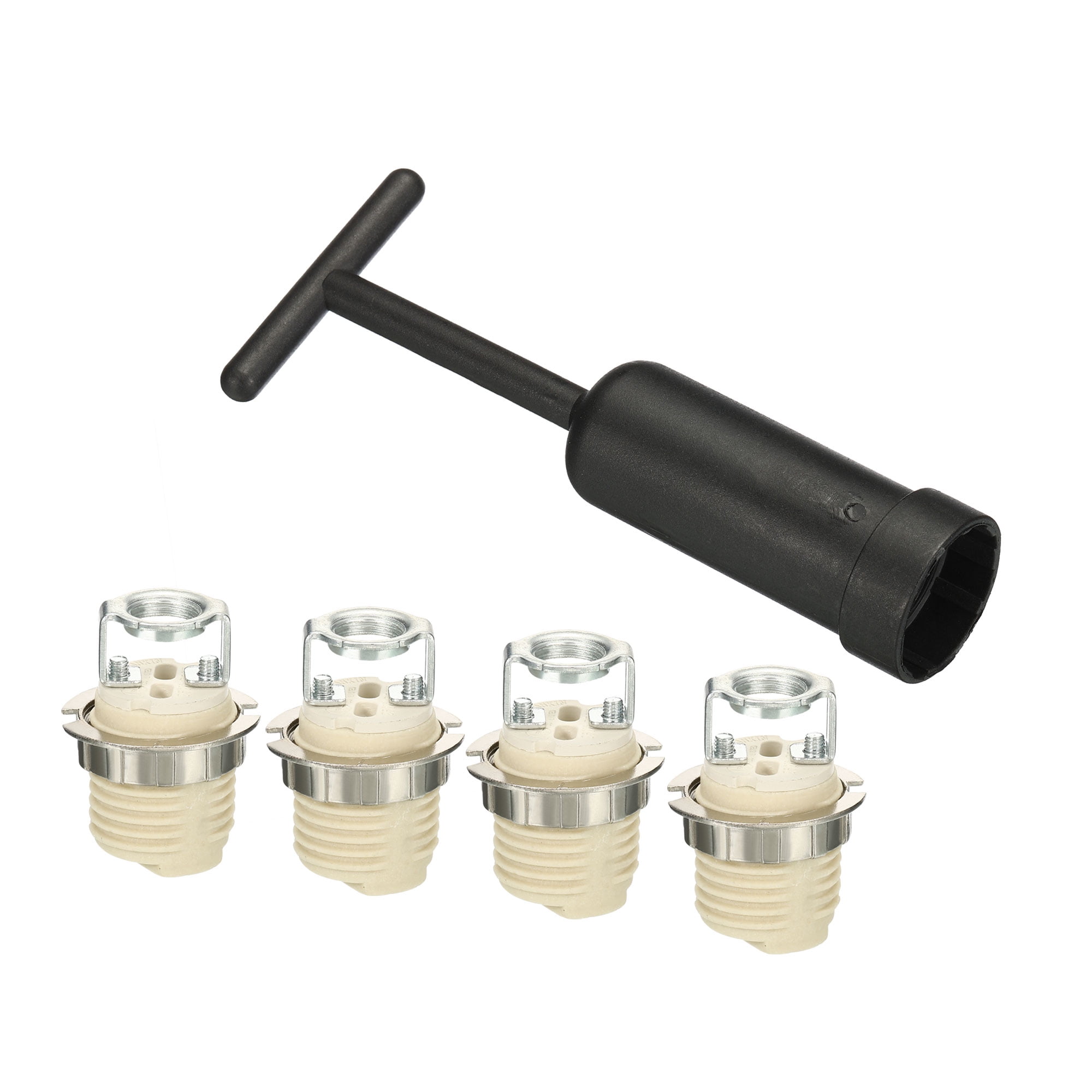 Uxcell G9 Light Base Socket Kit, 4 Set Ceramic Lamp Holder Base with Socket Ring Removal Tool