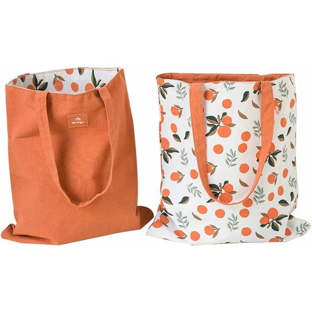 Bolsa de lona de doble cara de algodón y lino, bolsa de tela, bolsa de compras, bolsa de mensajero de lona de algodón con doble asa para mujeres, niños (manzanas verdes, 31 10 31 cm)