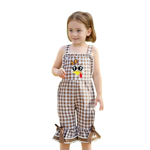 Salopettes de l'Action de Grâce pour Filles avec Bretelles Réglables pour Réunions Familiales Festives et Séances Photo d'Automne Pantalons de Jogging Filles Chat et Grands Vêtements Ensemble de Pantalons D\'entraînement Physique Taille 8 Sourcils Sensoriels 12-18 Mois