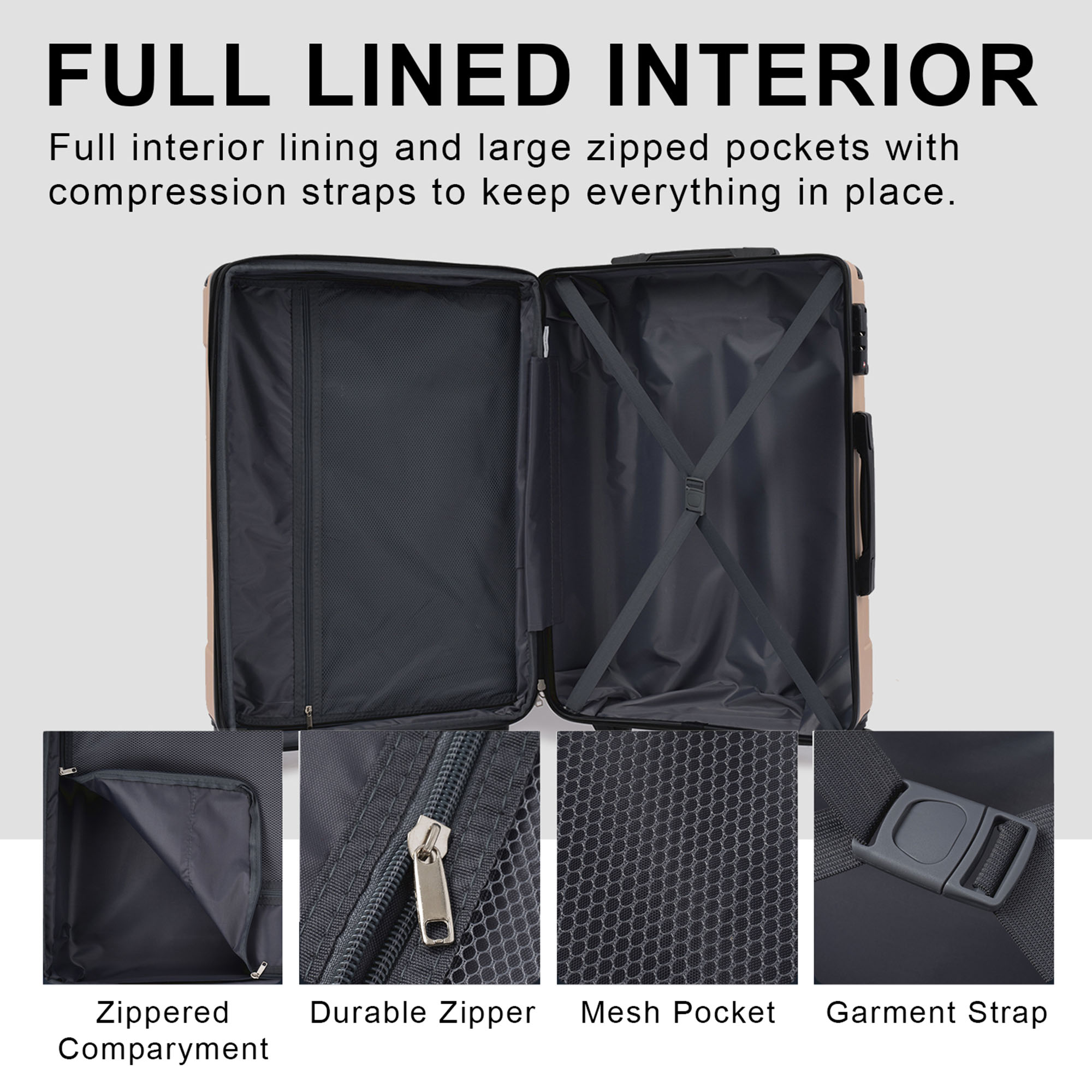 Lightweight 24-Inch Hardshell Luggage with Durable ABS and Double Spinner Wheels for Travel