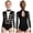 Black, variant on Gymnastics Leotards for Girls Long Sleeve Gold Buttons Bodysuit Dance Performance Marching Band Team Uniform Black 8