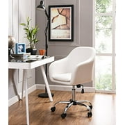 Home Office Chair Executive Mid Back Computer Table Desk Chair Swivel Height Adjustable Ergonomic with Armrest White