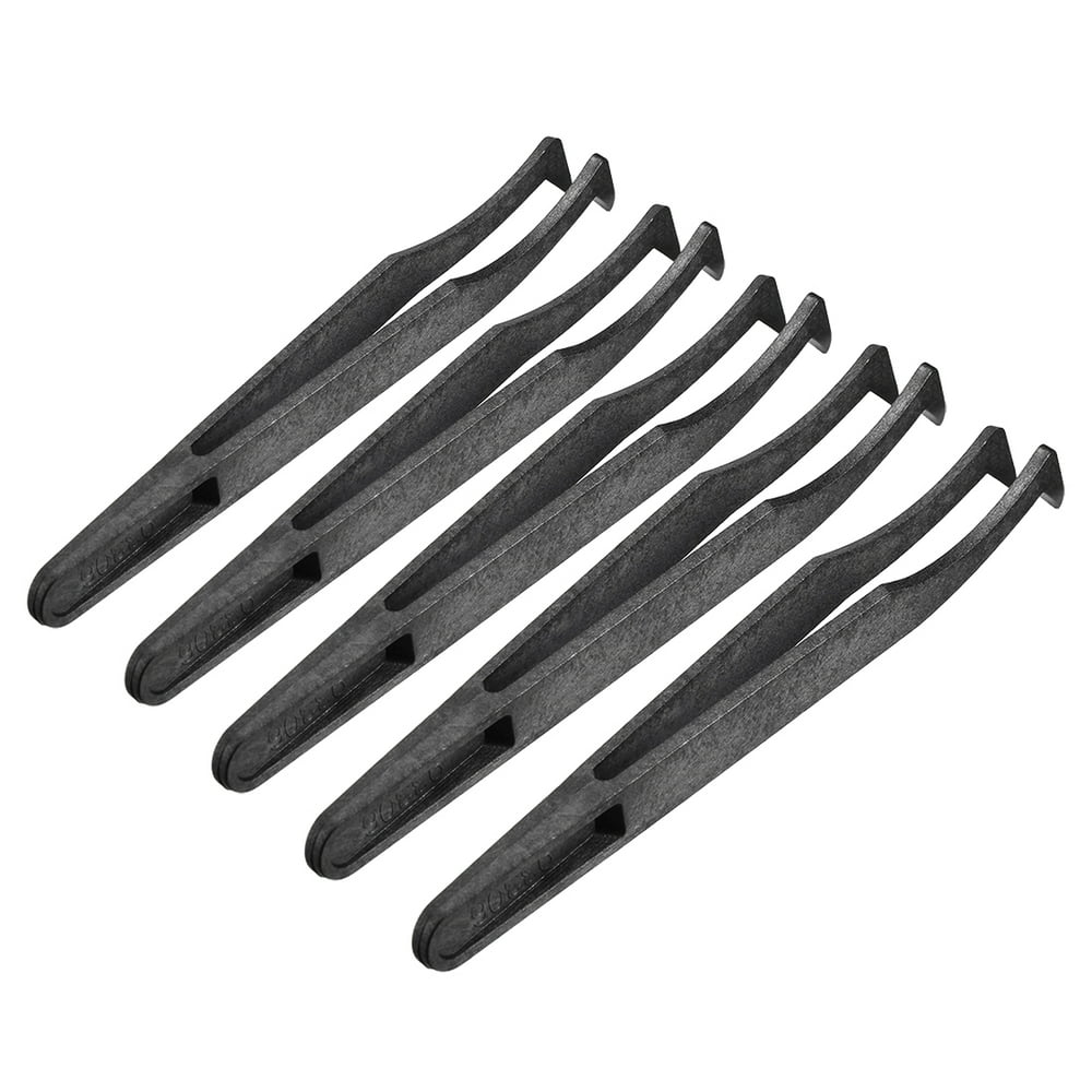 Black Plastic Curved Tip Antistatic Tweezers 4.7 Inch Length 5pcs