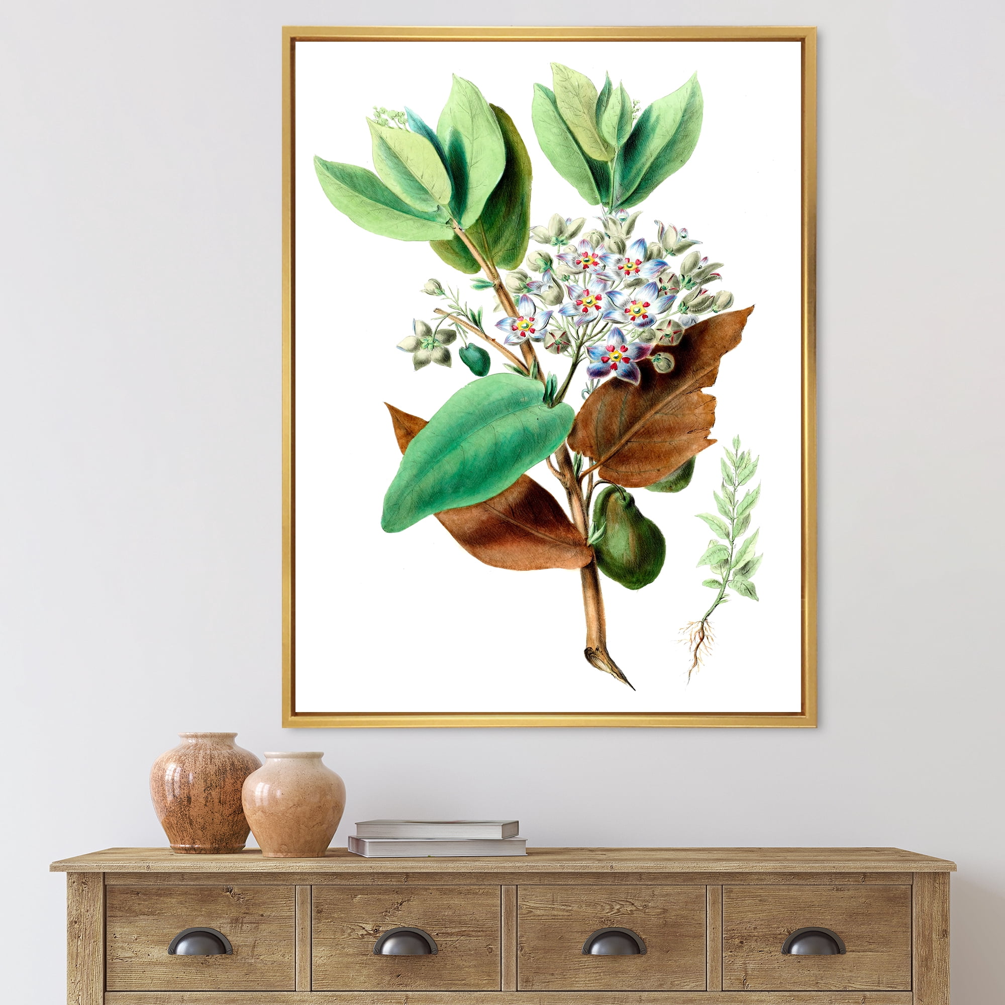 Designart 'Ancient Plant Life XXVIII' Traditional Framed Canvas Wall Art Print