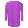 thumbnail image 5 of ZHENHONG Long Sleeve T Shirt Women Womens Tops Casual 3/4 Sleeve Crew Neck Shirts Loose Fit Tunic Blouses Summer Tees,Purple Women Blending Shirts XL, 5 of 7